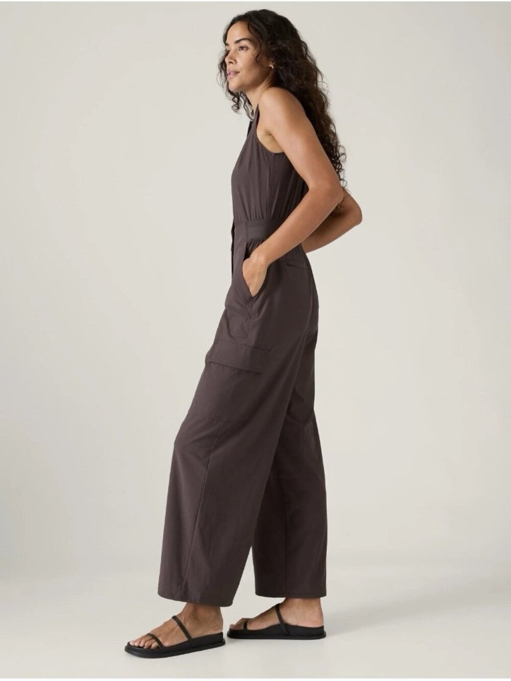 NWT $139 New Athleta Brooklyn Utility Jumpsuit jumper brown Sz 6